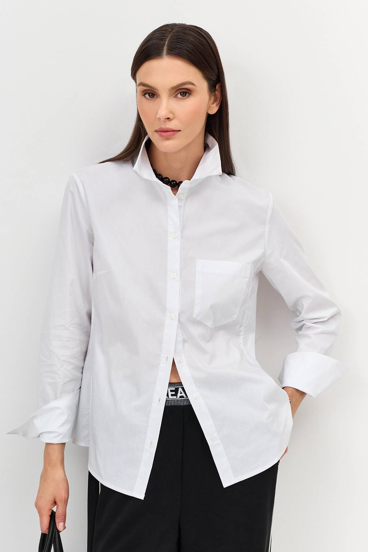 Лимитированная серия приталенная рубашка в белом цвете с ремнем, 36