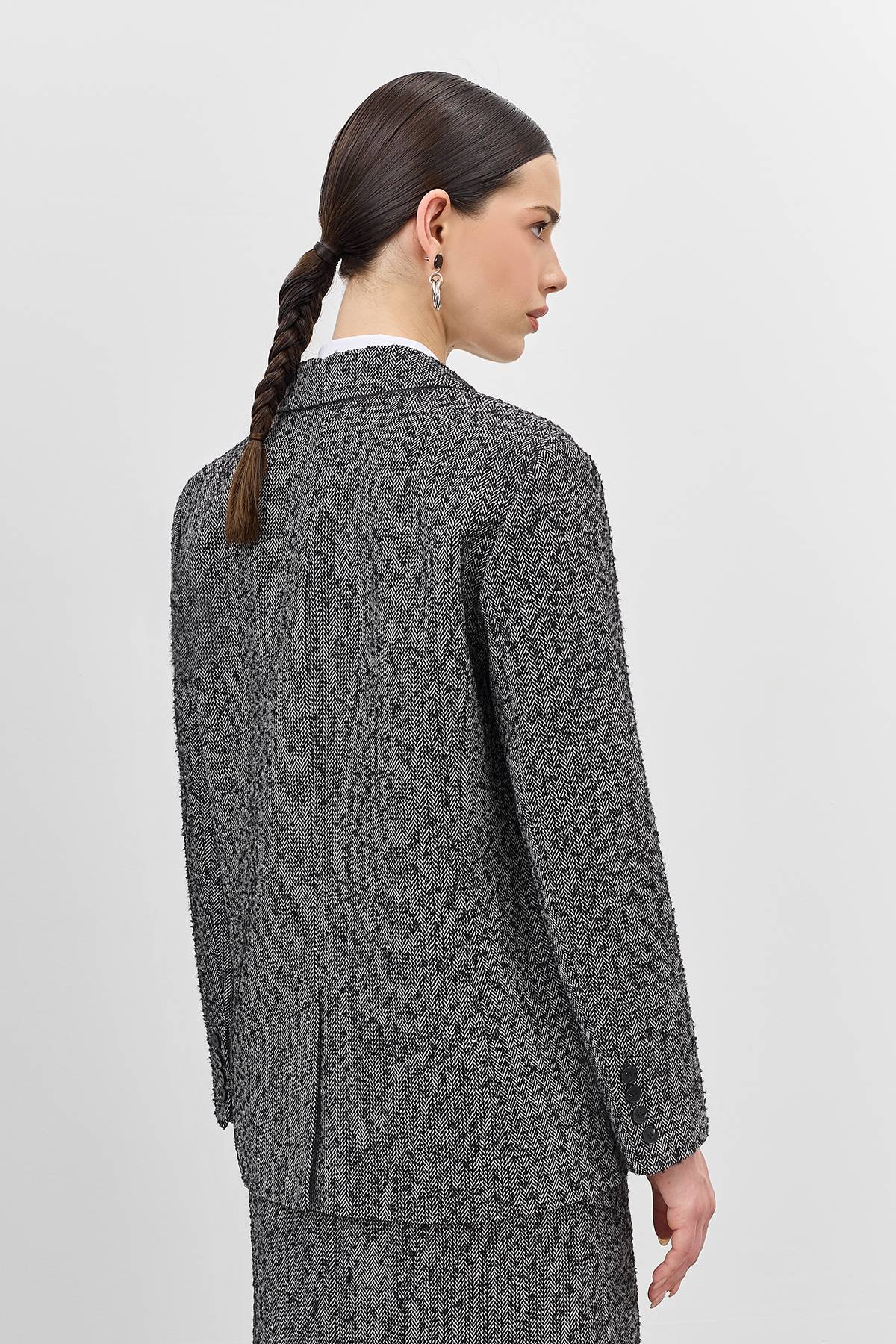 Однобортный жакет из твида, 42