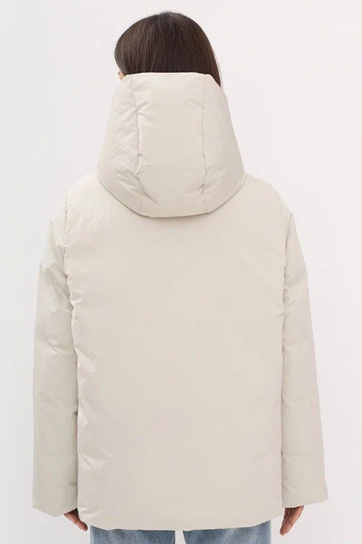 Куртка прямого силуэта с peach эффектом в светло-бежевом цвете, 44р