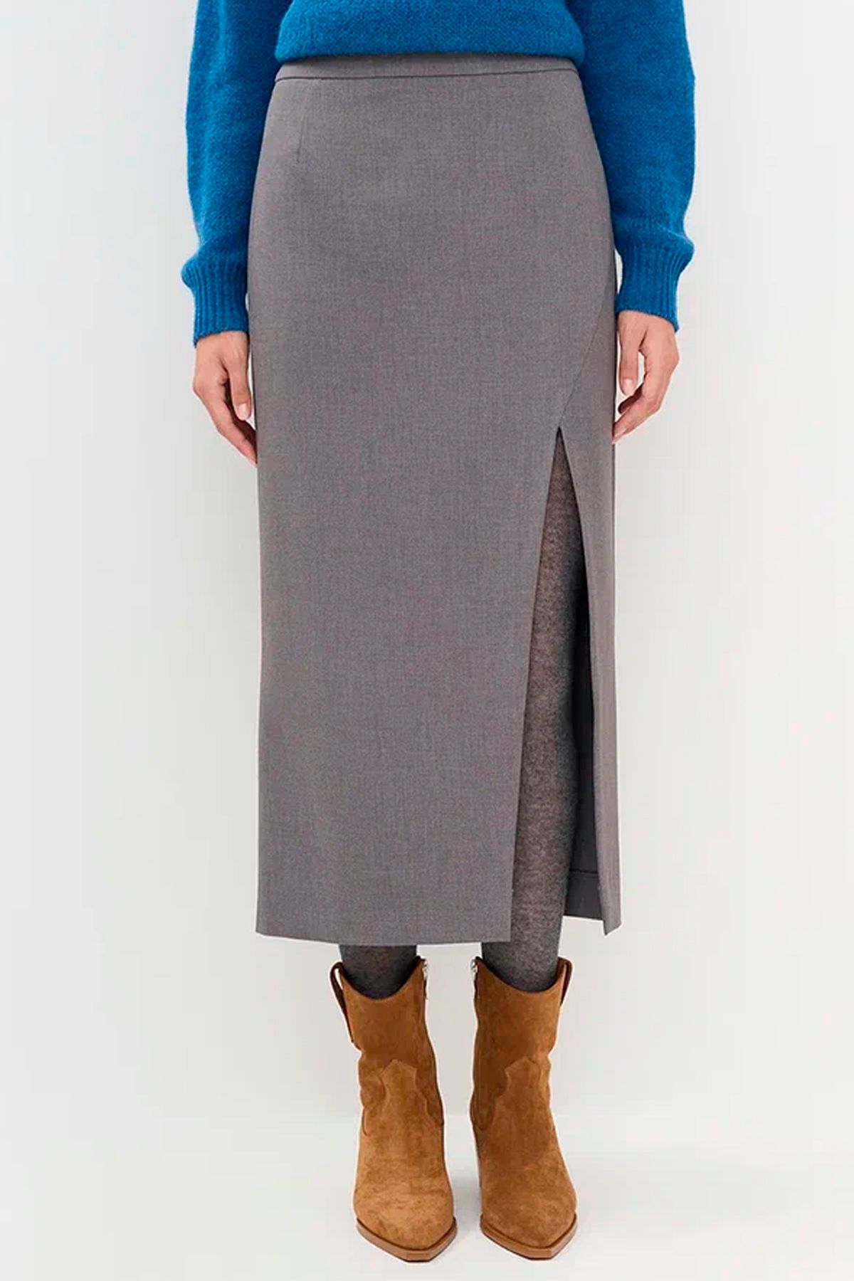 Юбка миди с глубоким разрезом, 44р