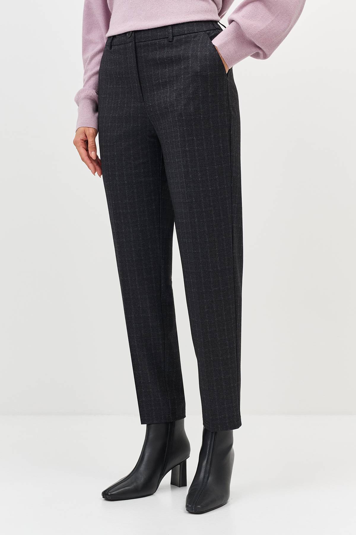 Лимитированная серия классические брюки в клетку с палантином, 40