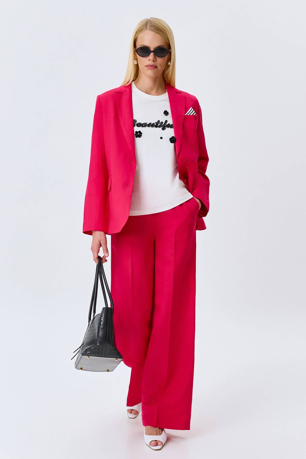 Льняные брюки с мягкими стрелками, 46