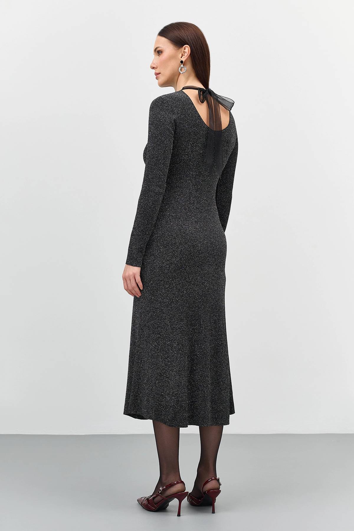 Лимитированная серия платье с мерцающим люрексом и отрытой спиной и ремень, 40