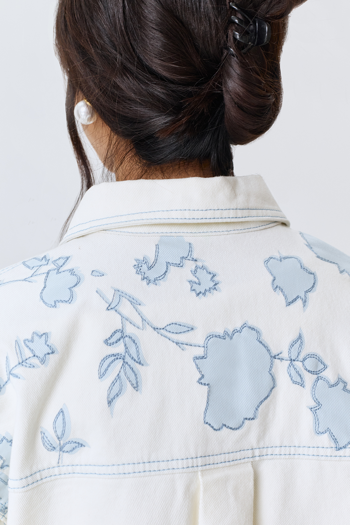 Джинсовый жакет с цветочным принтом, 50