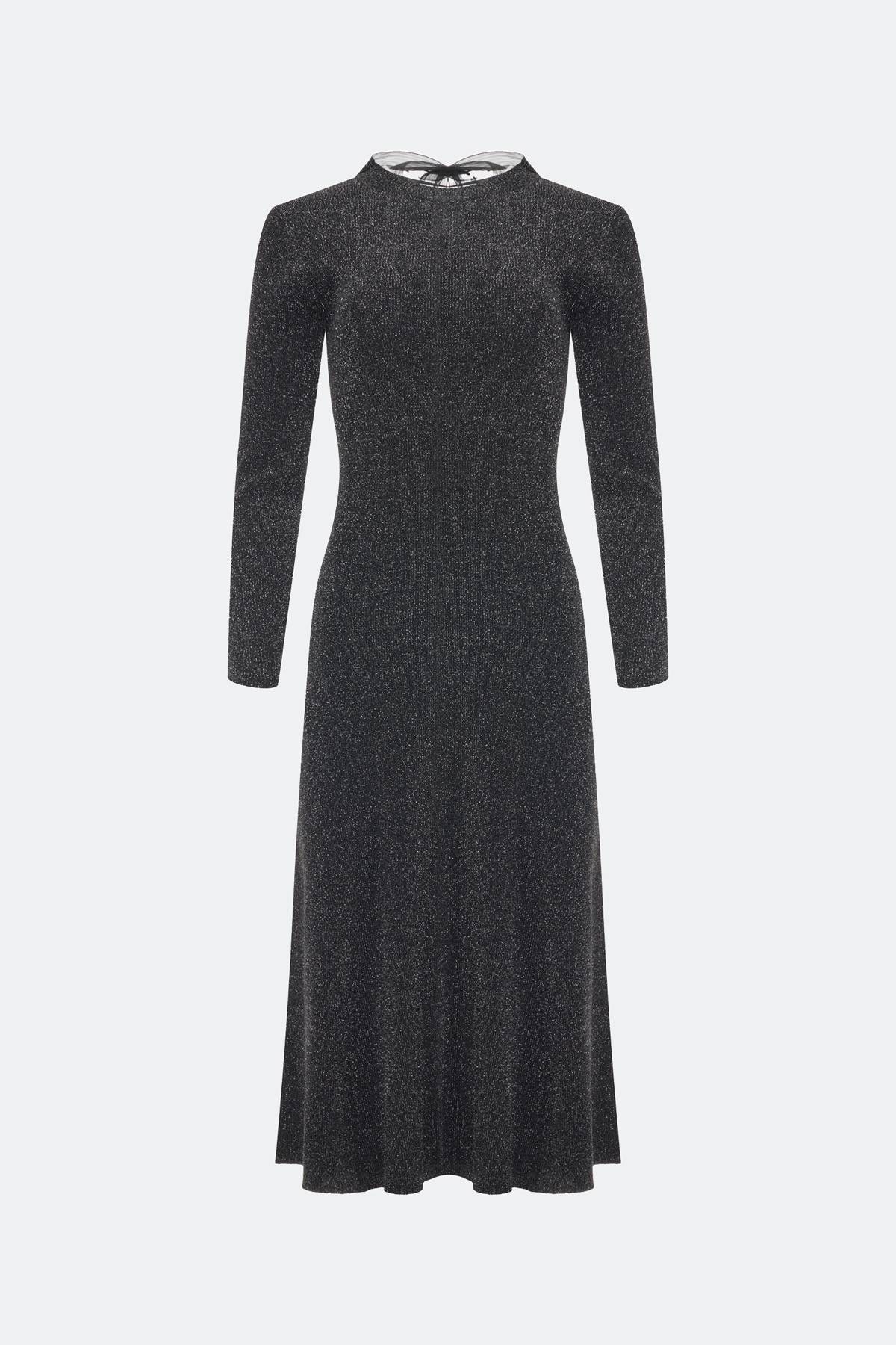 Лимитированная серия платье с мерцающим люрексом и отрытой спиной и ремень, 40