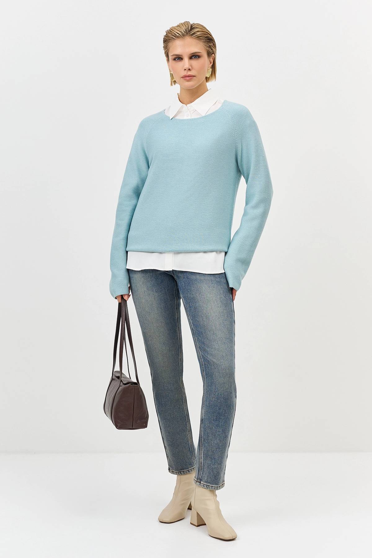 Утепленные джинсы с контрастными деталями, 36