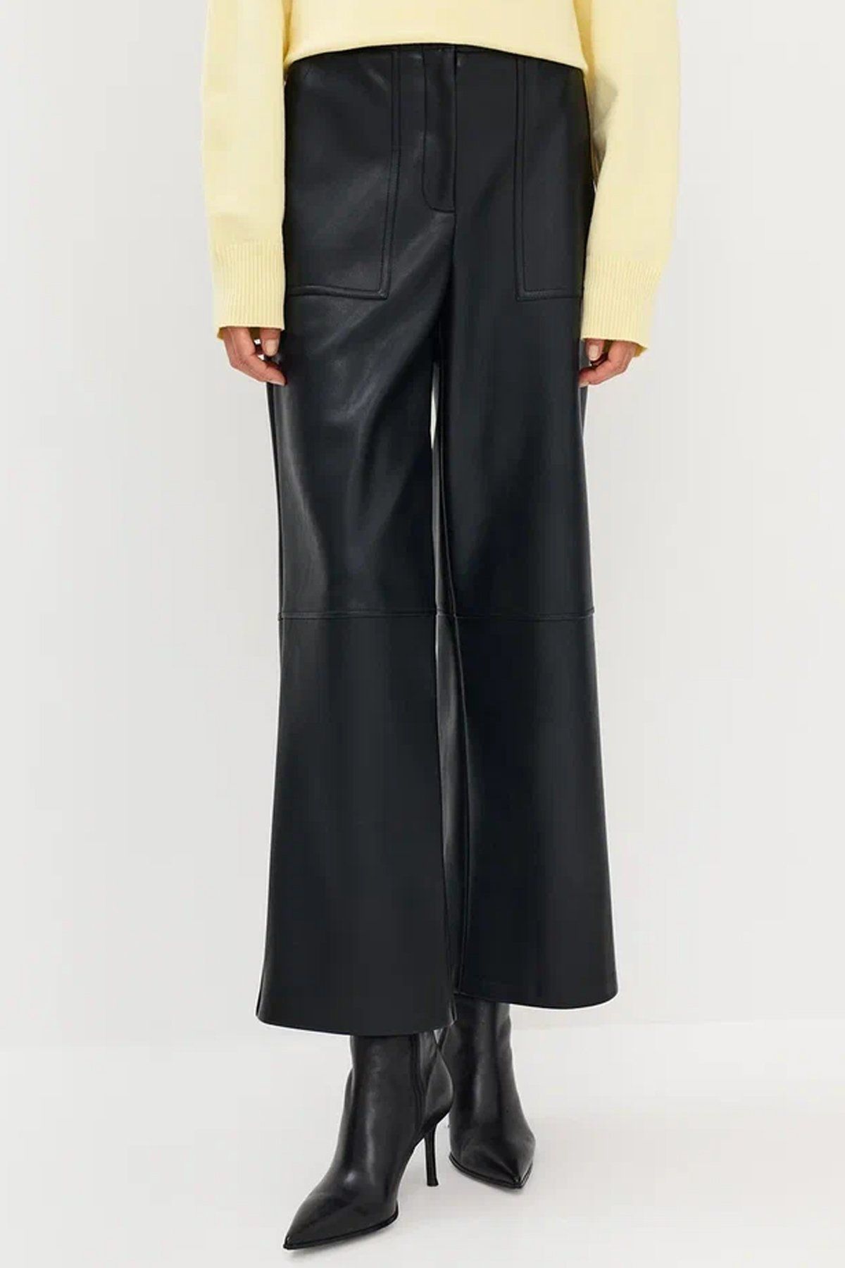 Однотонные брюки-клёш из полиуретана, 46р