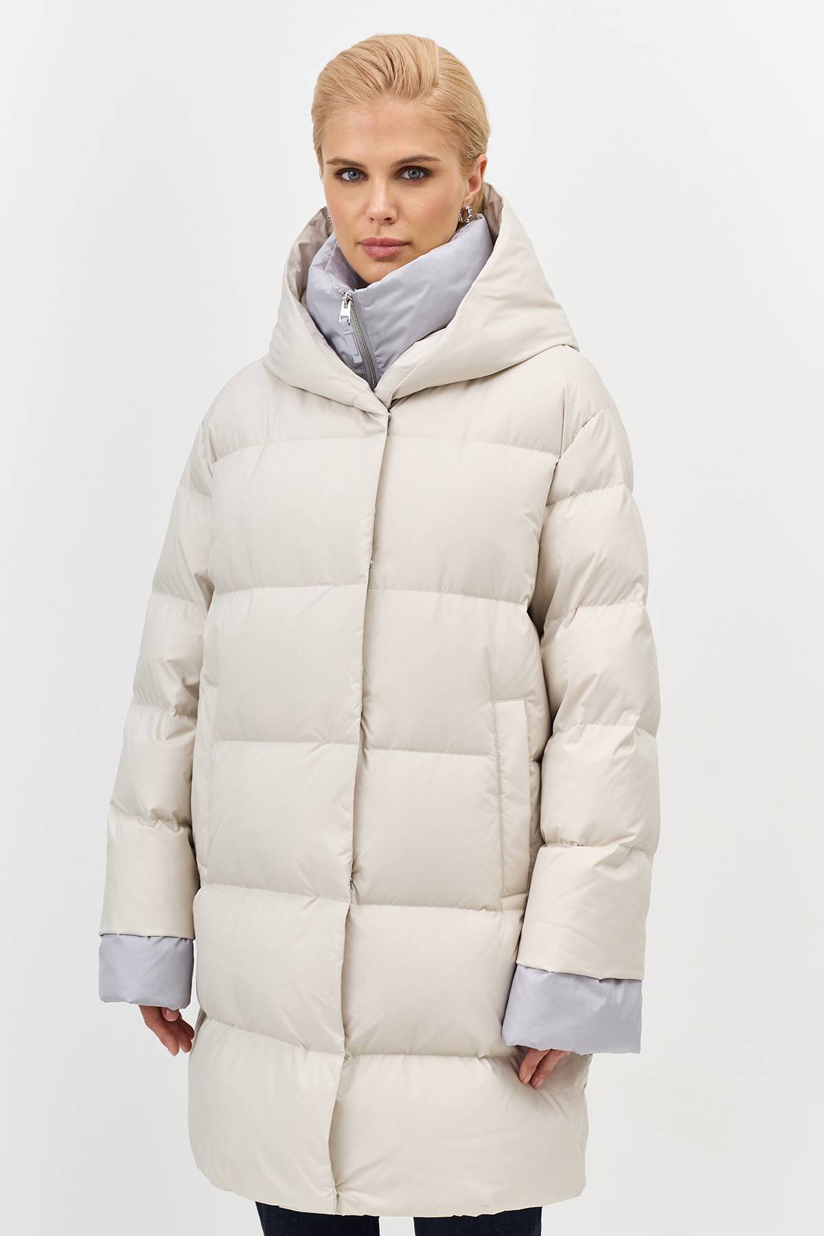 Лимитированная серия куртка жемчужная с палантином, 36