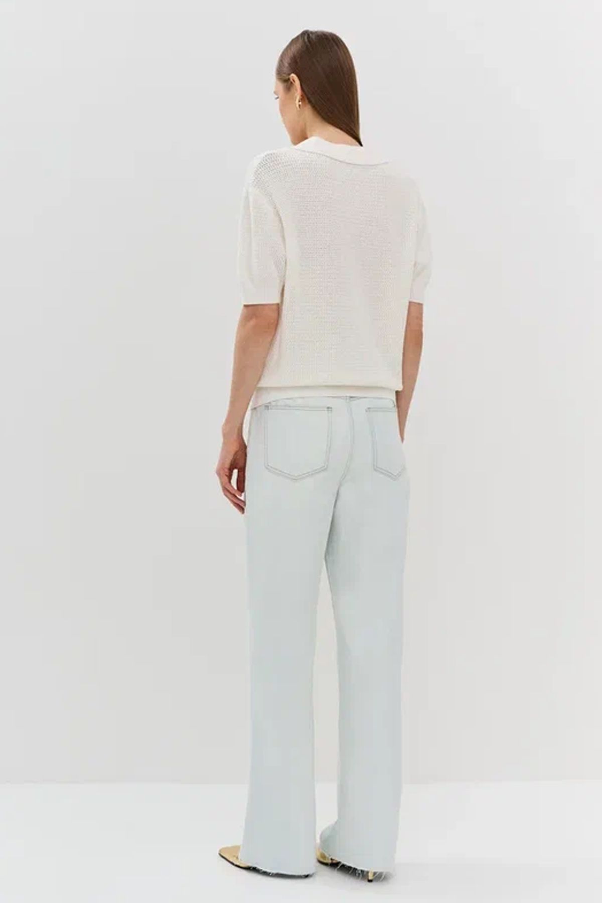 Светлые джинсы с высокой посадкой, 42р