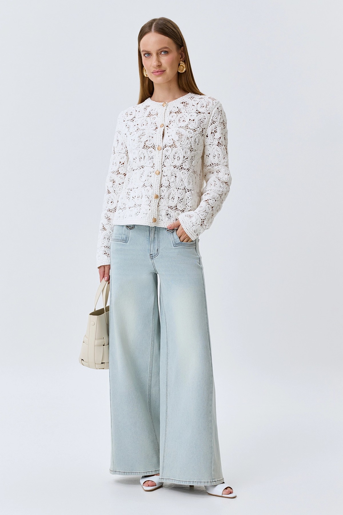 Светлые джинсы Wide leg, 44