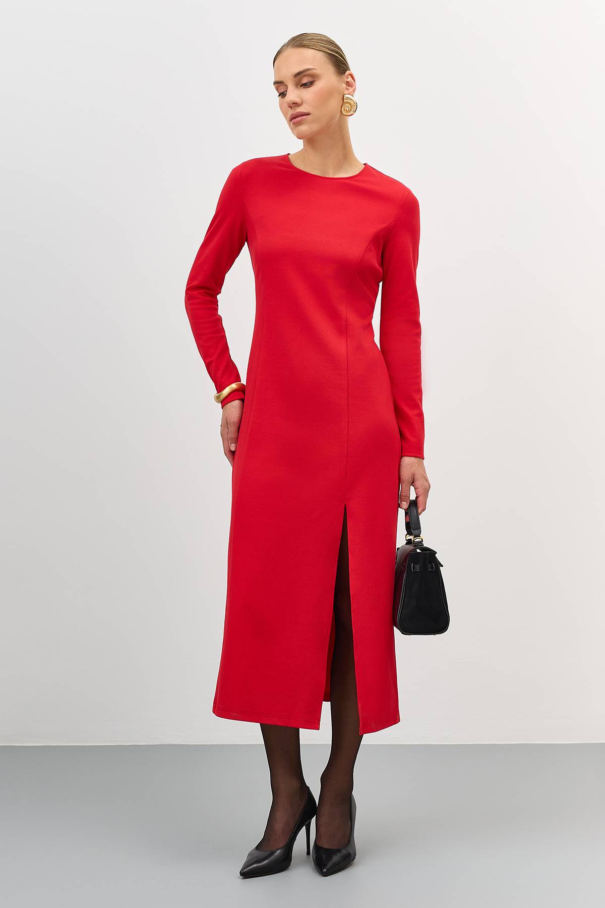 Лимитированная серия трикотажное платье с высоким разрезом и ремень, 40