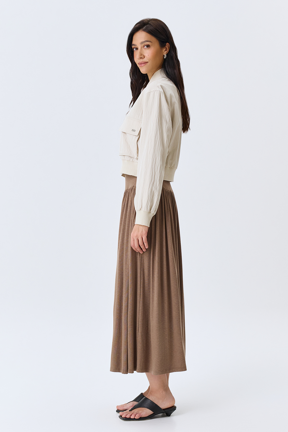 Укороченный бомбер с широким рибом, 46