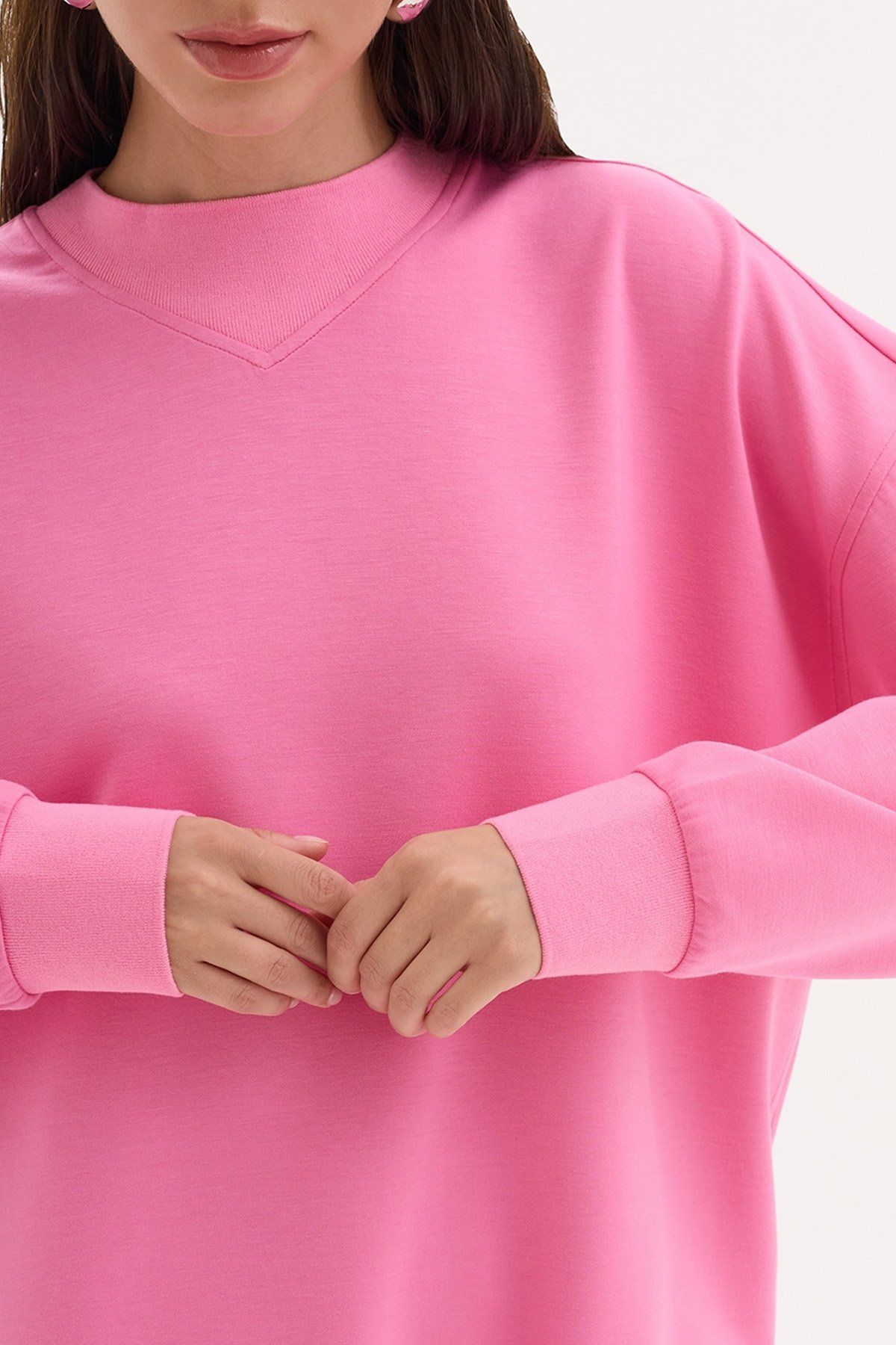 Джемпер-свитшот свободного кроя в розовом цвете, 42р