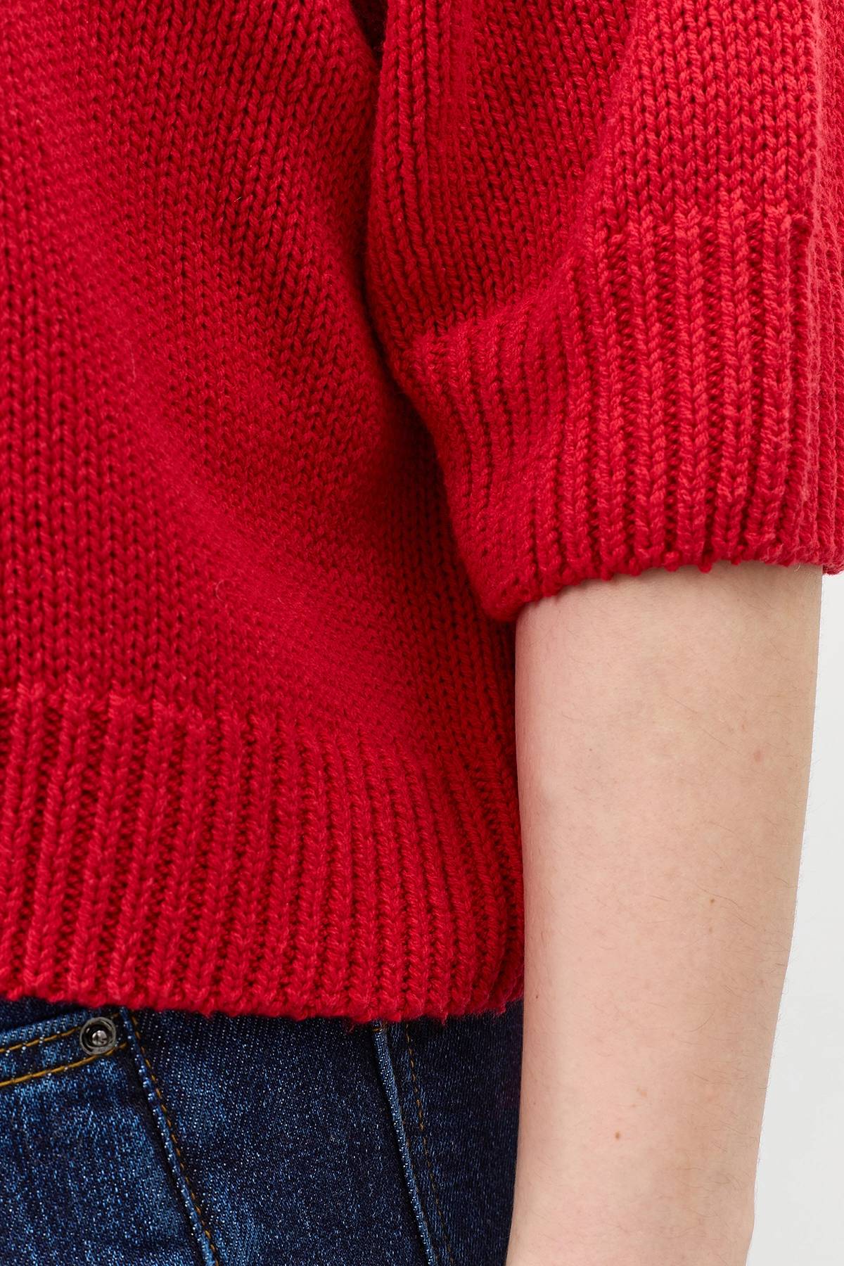 Лимитированная серия красный джемпер с ремнем, 40