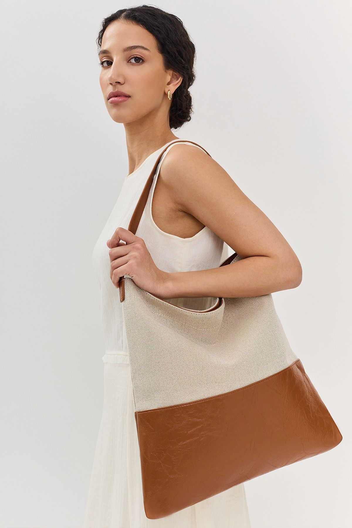 Сумка-шоппер из текстиля и искусственной кожи, One