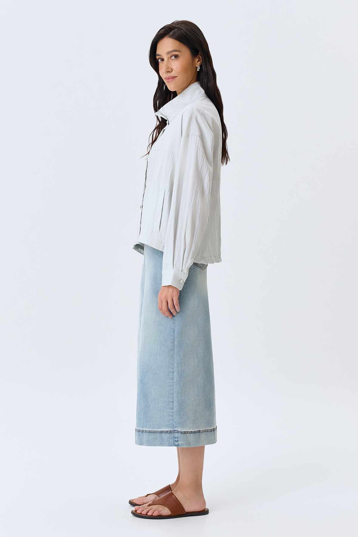 Жакет из тенселя с высоким воротником, 52