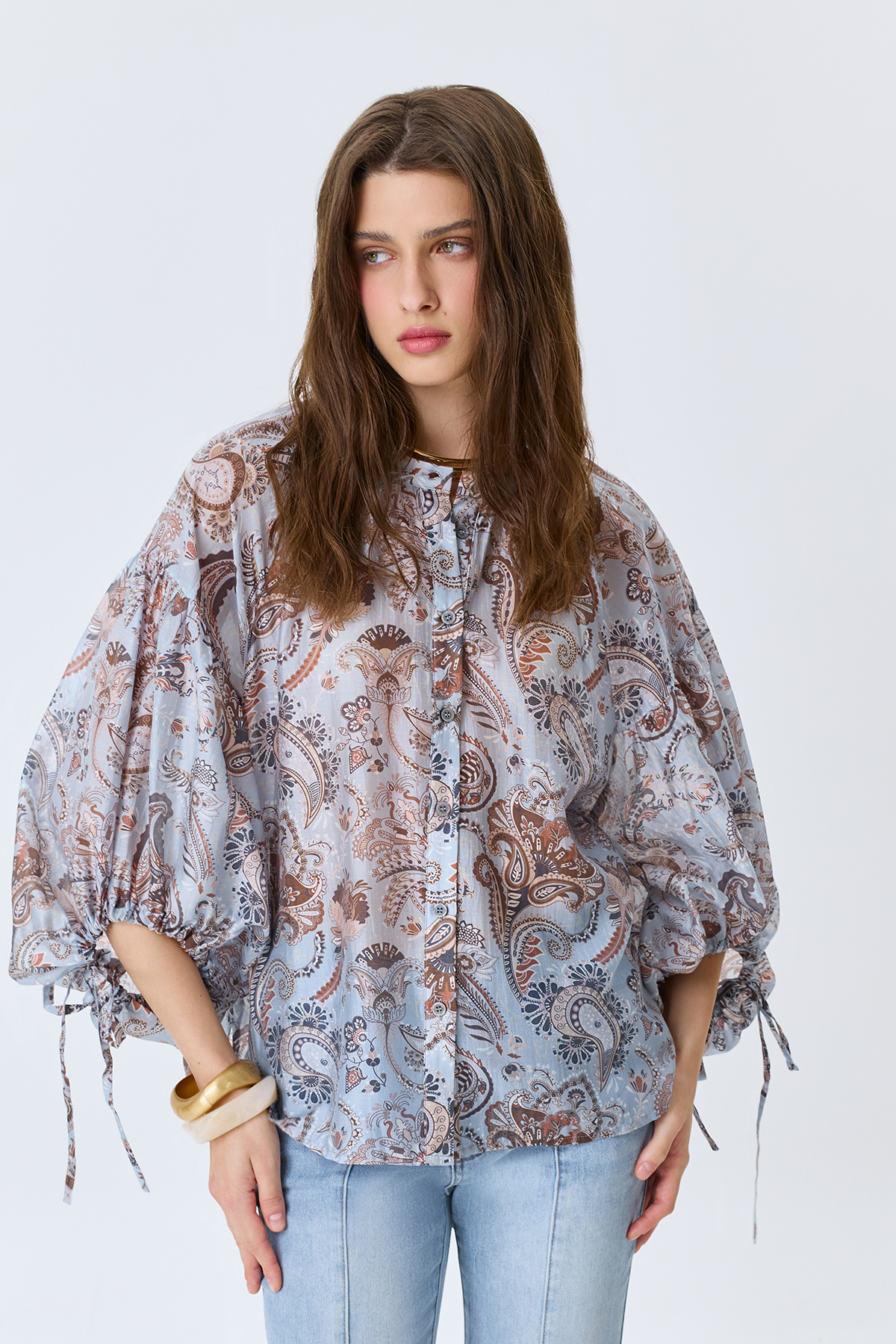 Романтичная блузка с принтом "Пейсли", 48