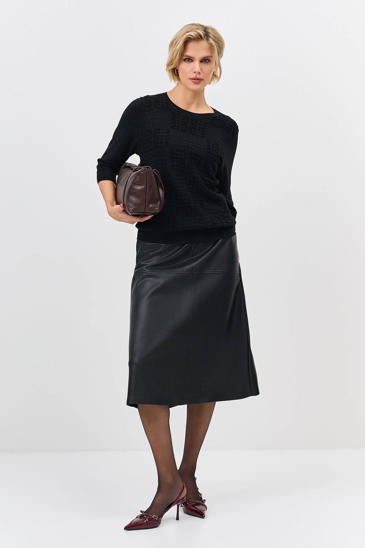 Лимитрированная серия фактурный джемпер с мерцающими пайетками и ремень, 36