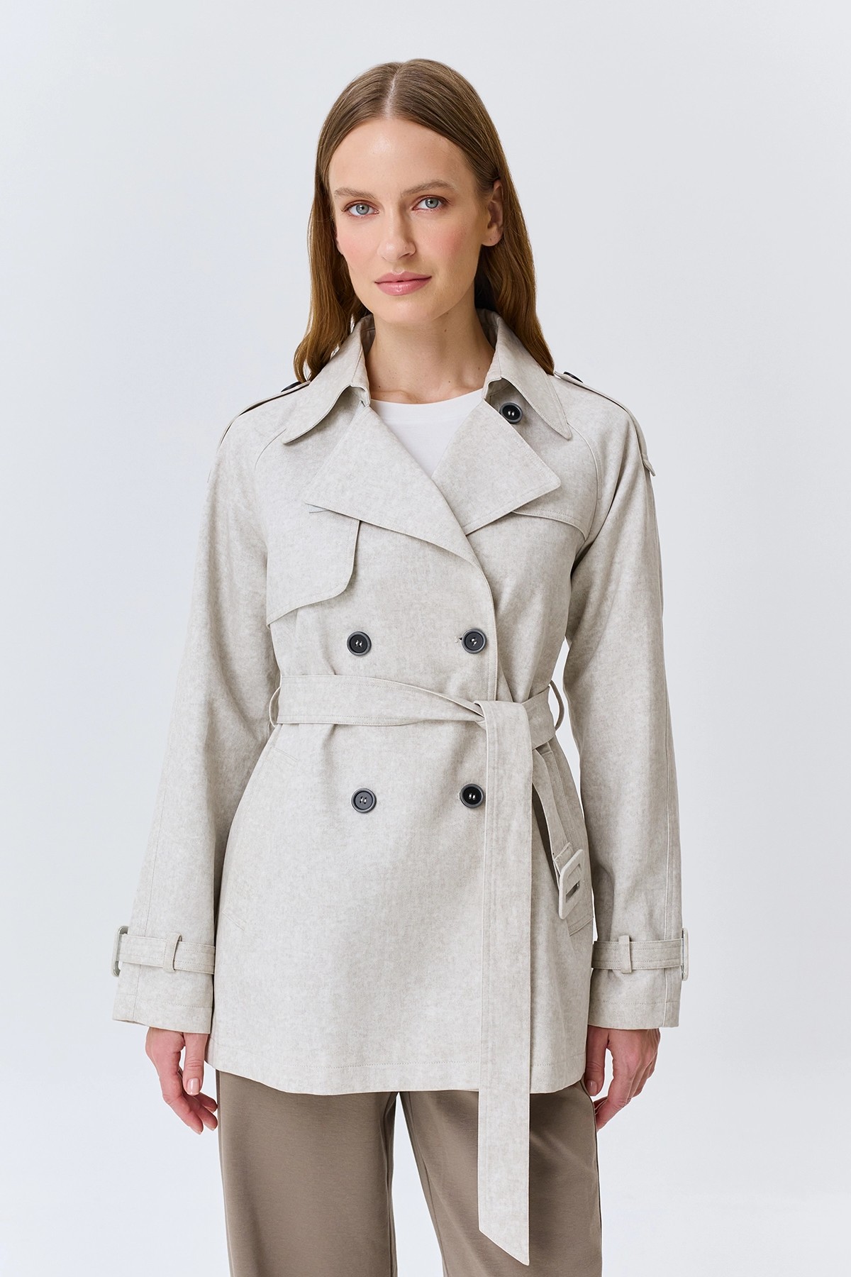 Укороченный тренч из 100% хлопка, 44