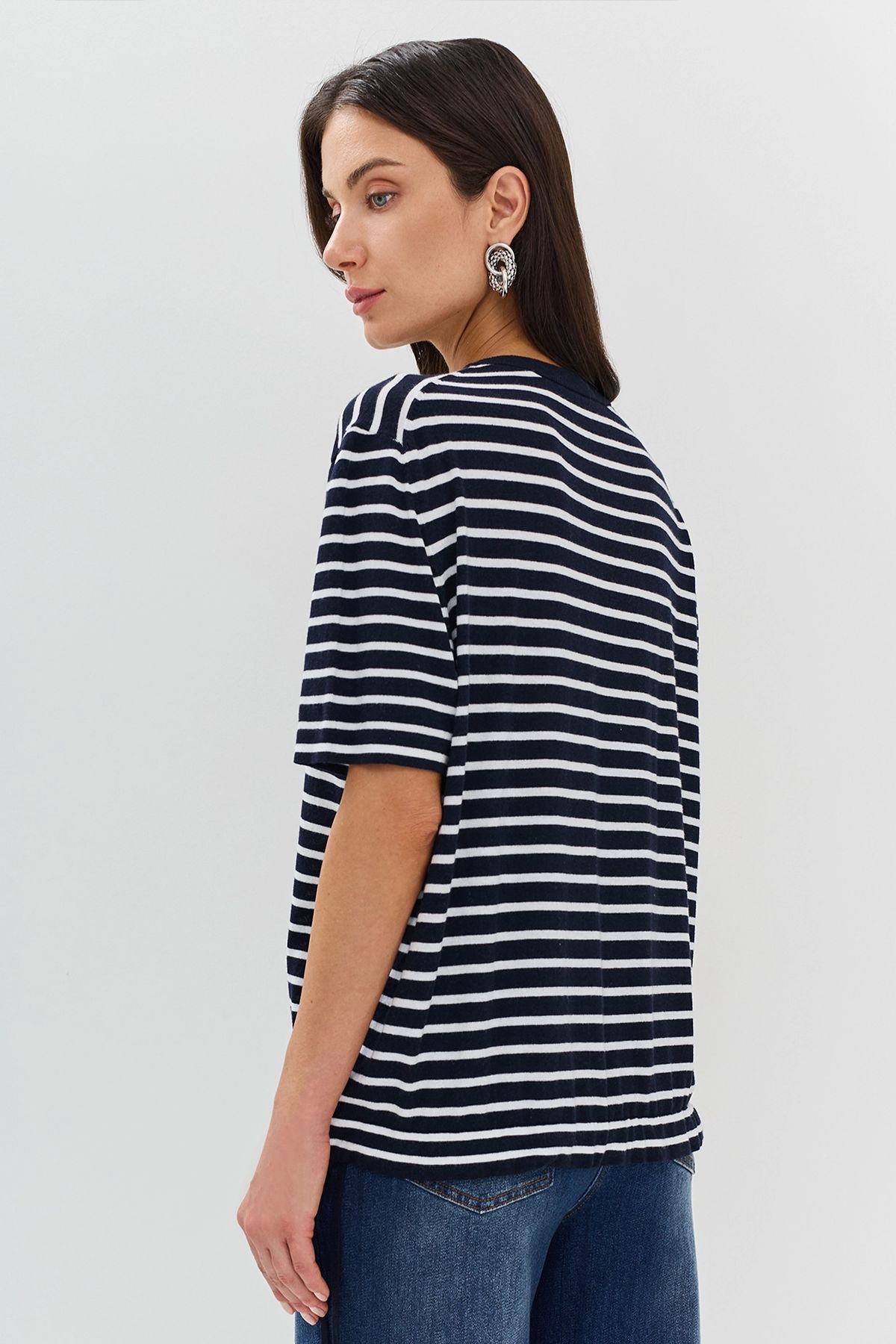 Свободный джемпер из вискозы в полоску, 44р