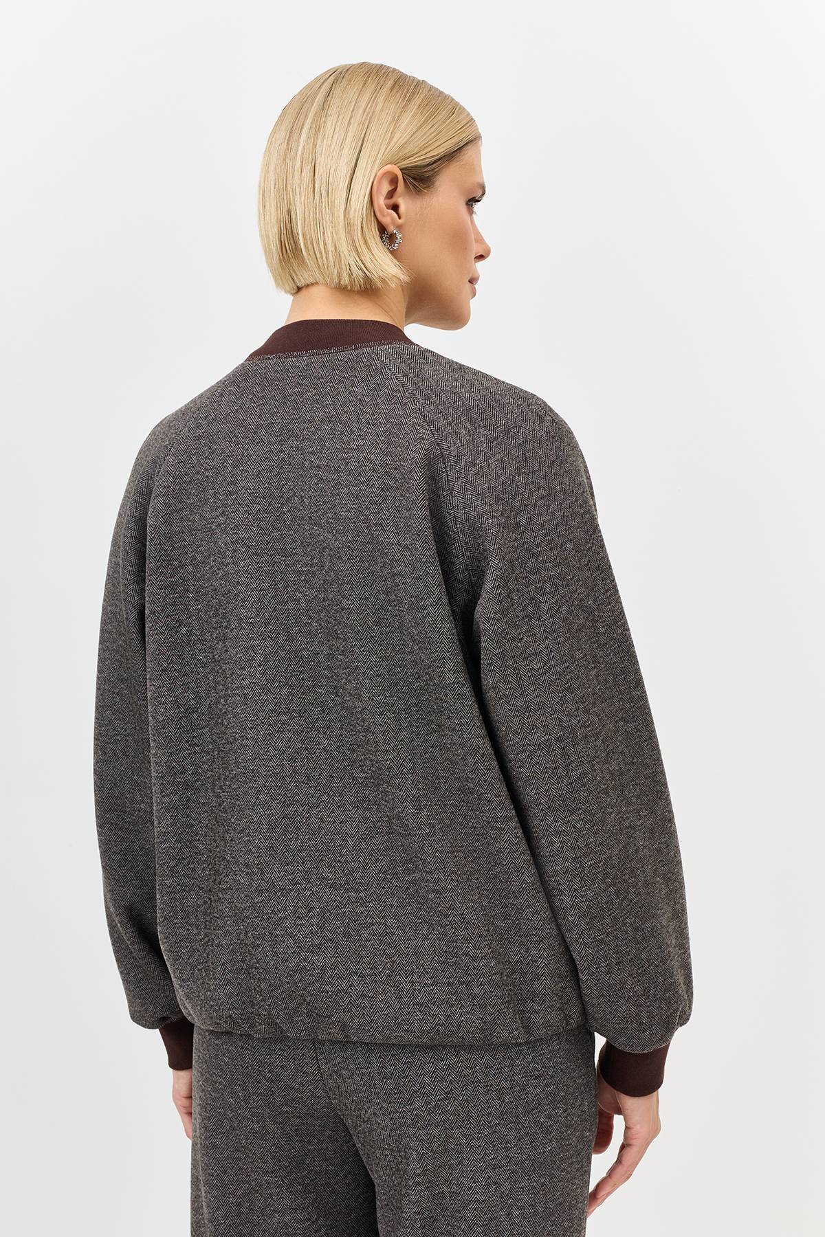 Лимитированная серия теплый бомбер с шерстью и ремень, 40