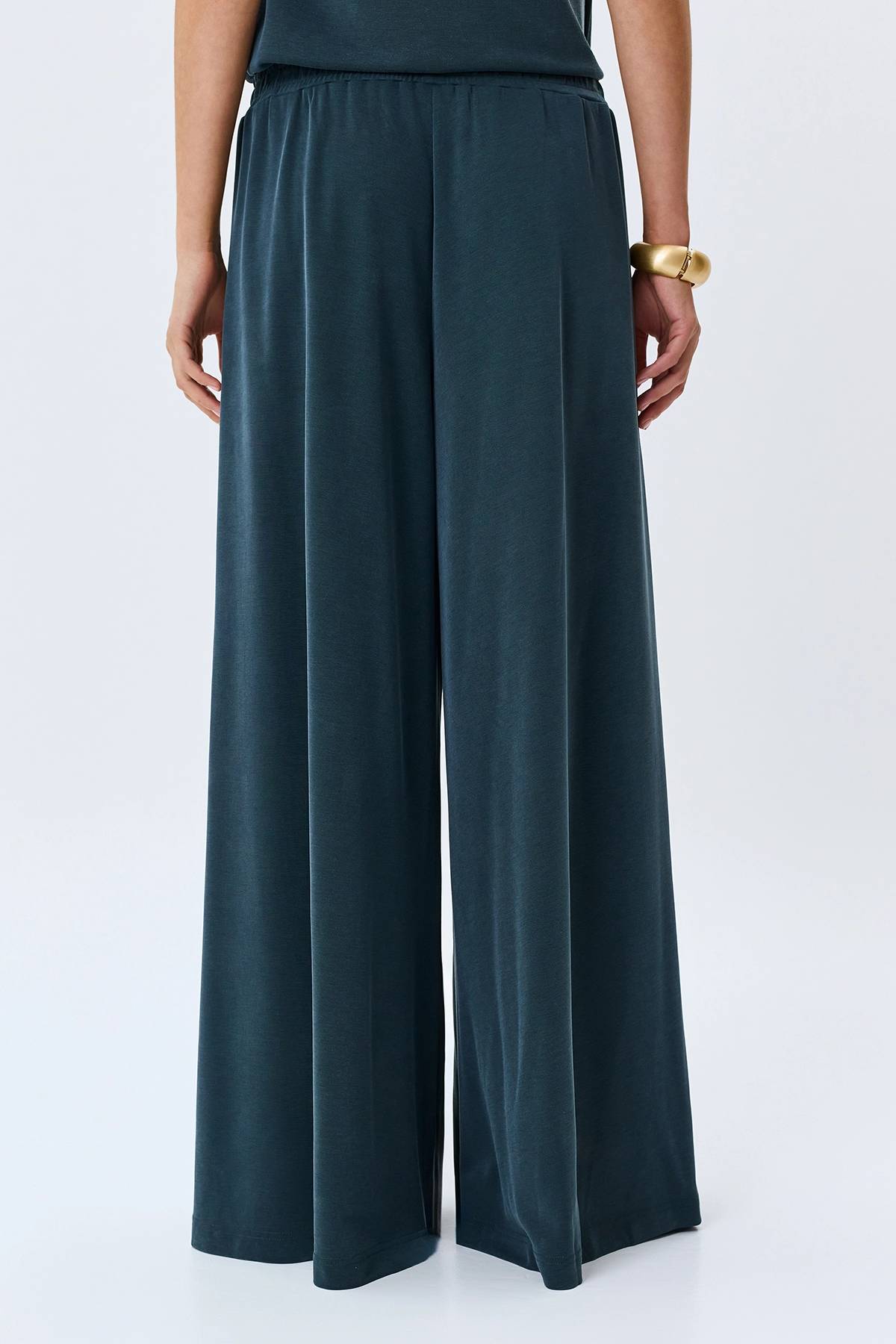 Брюки широкие палаццо с разрезами на резинке, 50