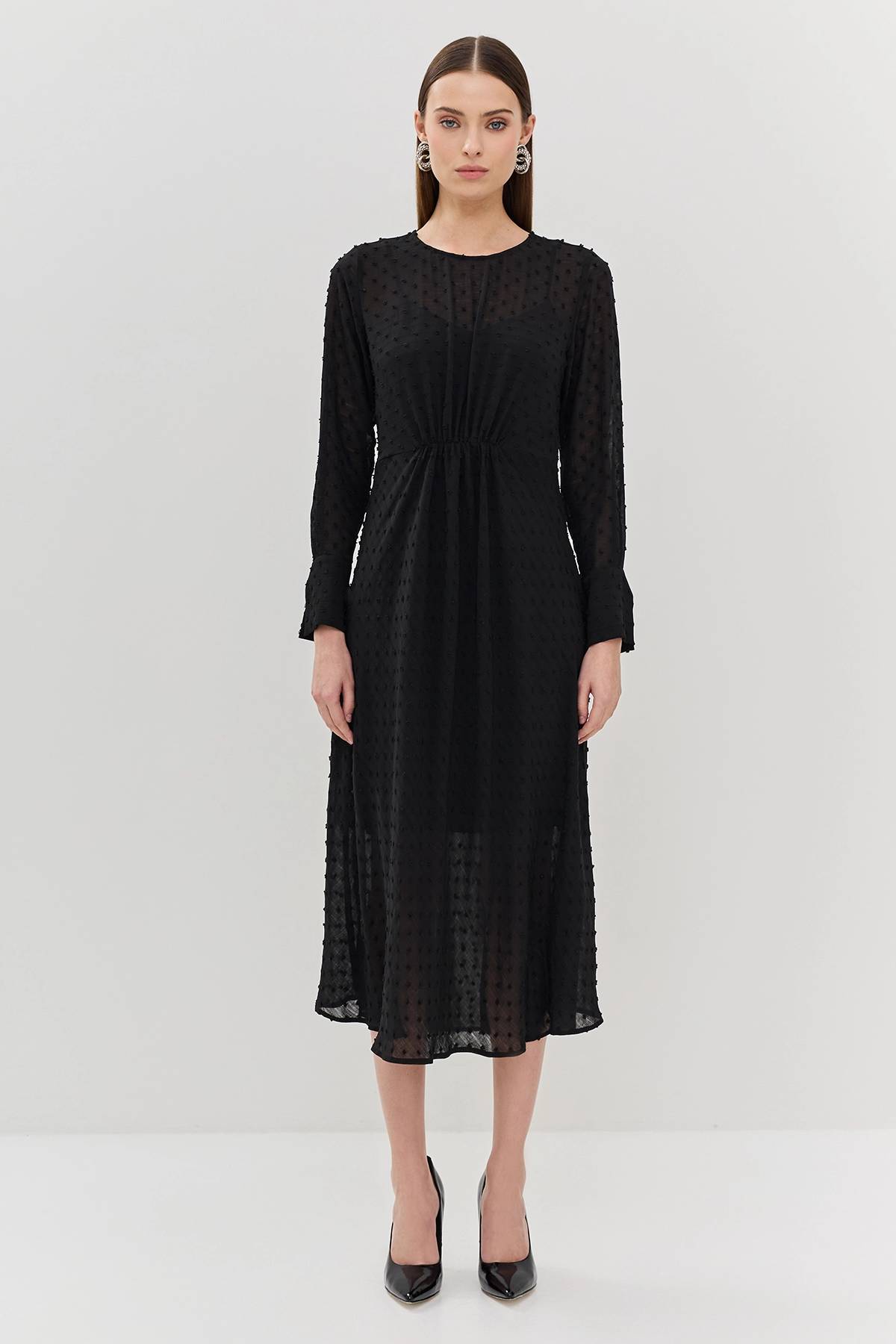 Лимитированая серия платье-миди в горошек с ремнем, 42