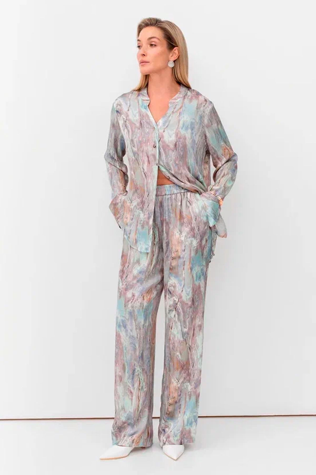 Принтованные брюки прямого силуэта, 42р