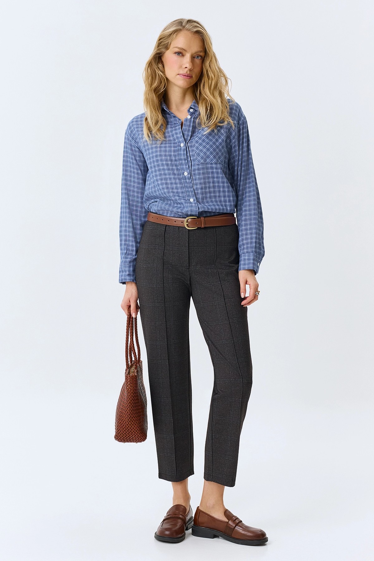 Классические брюки в клетку, 46