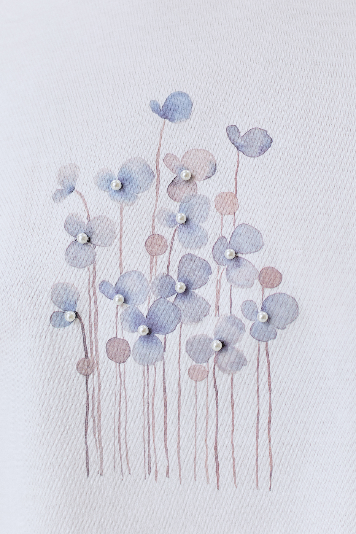 Футболка с принтом и жемчужинами, 52