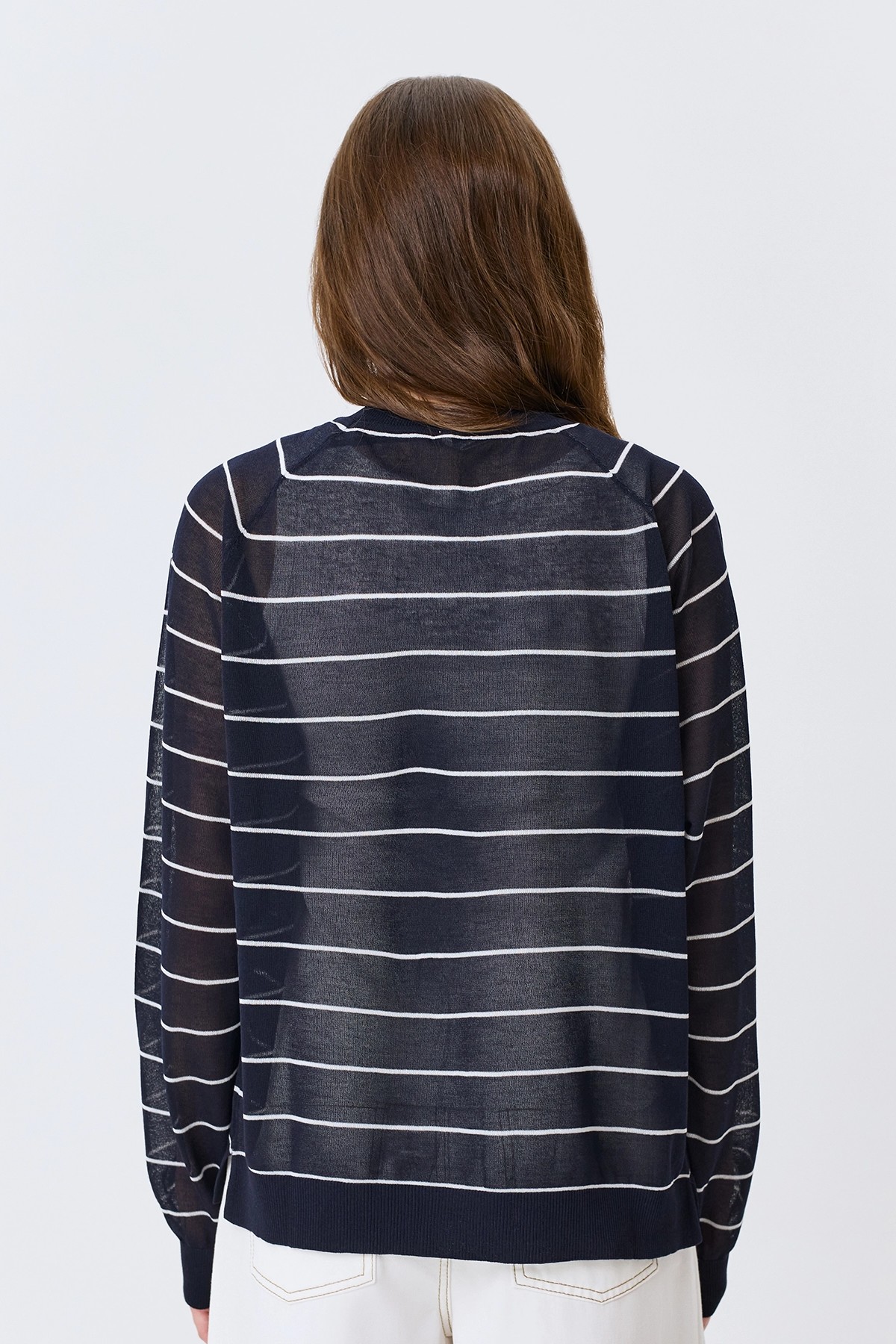 Полупрозрачный джемпер в тонкую полоску, 50