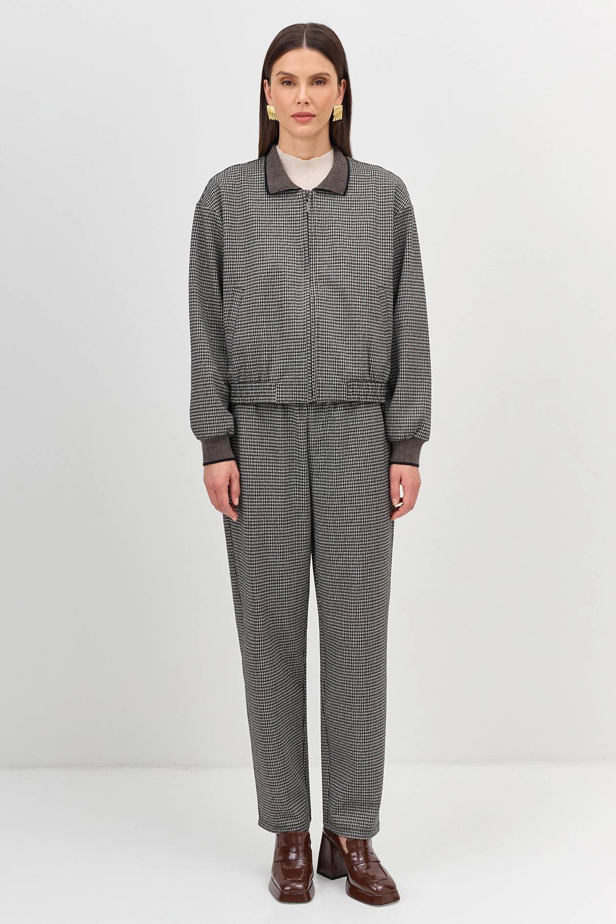 Расслабленные брюки в мелкую клетку, 38