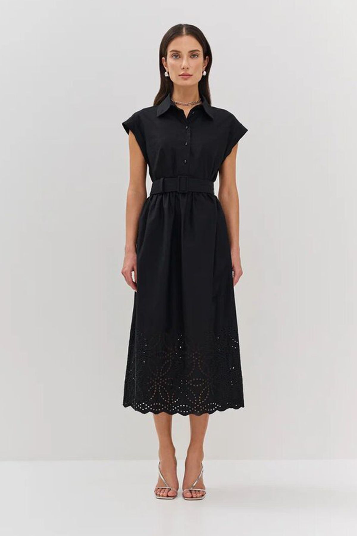 Черное платье с коротким рукавом, 42р