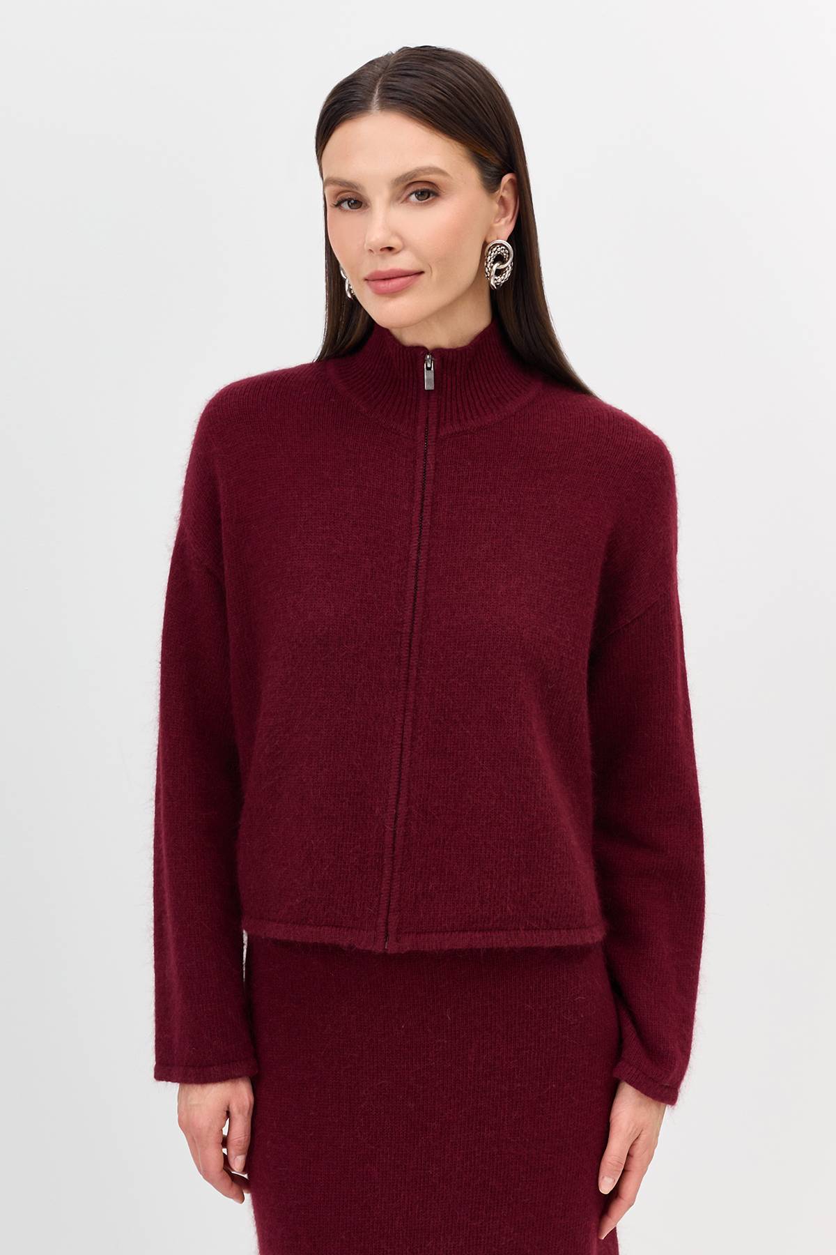 Лимитированная серия укороченный бомбер с ангорой и ремень, 34