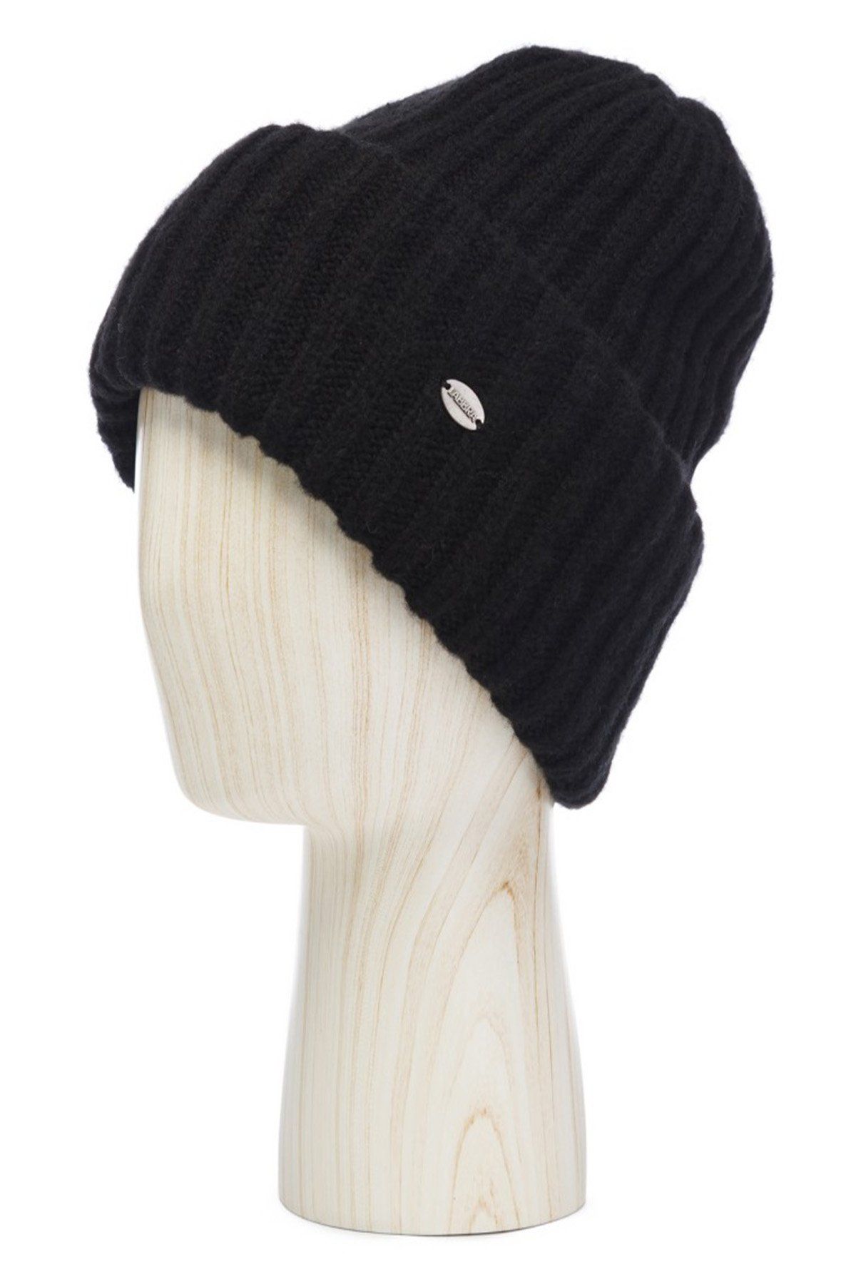 Классическая шапка бини с широким отворотом в черном цвете, 57р