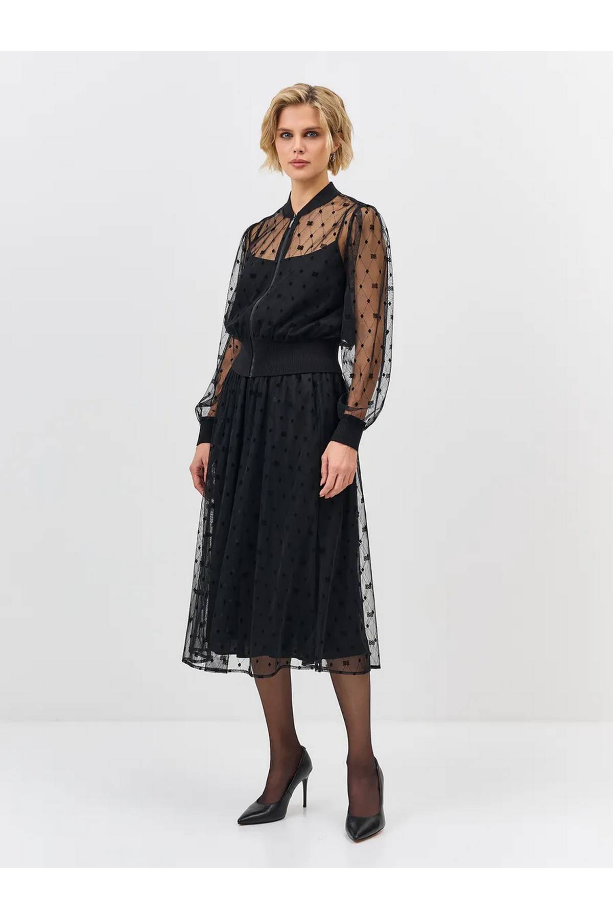 Лимитированная серия эффектный бомбер из прозрачной сетки и ремень, 34