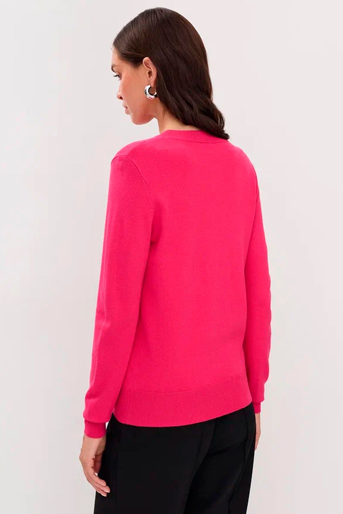 Базовый вязаный джемпер в цвете фуксия, 44р
