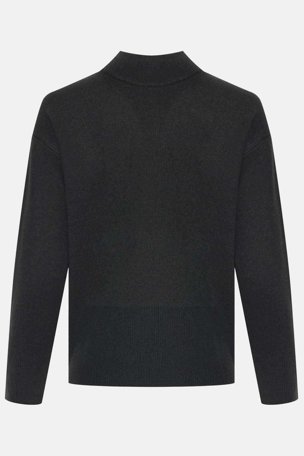 Темный свободный свитер с шерстью, 42