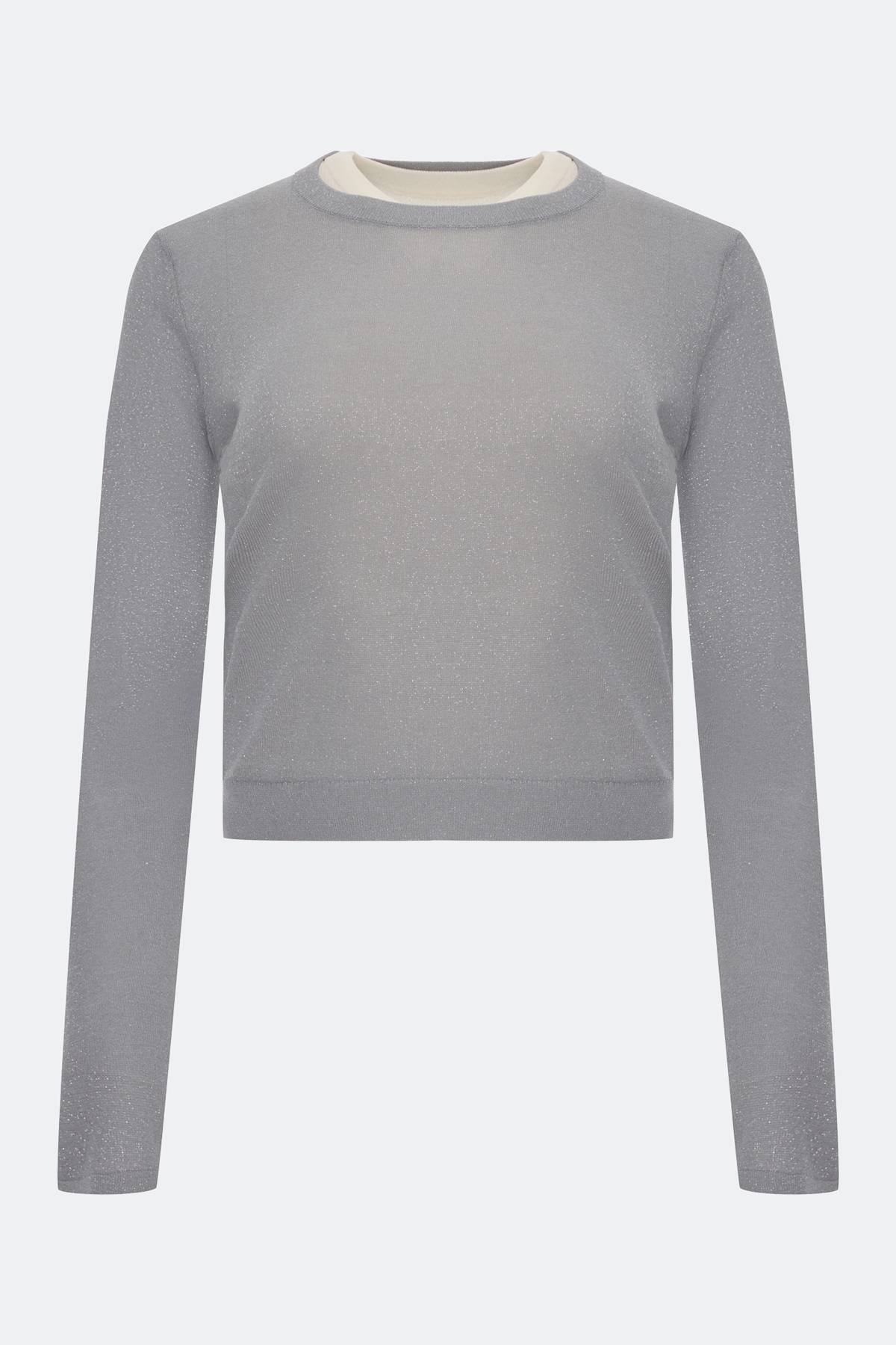 Лимитированная серия комбинированный джемпер с люрексом и ремень, 40