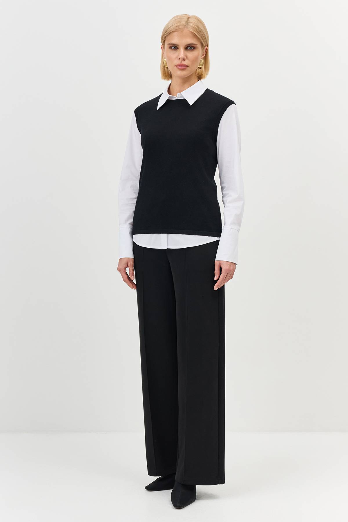 Вязаный топ с шелком, 44