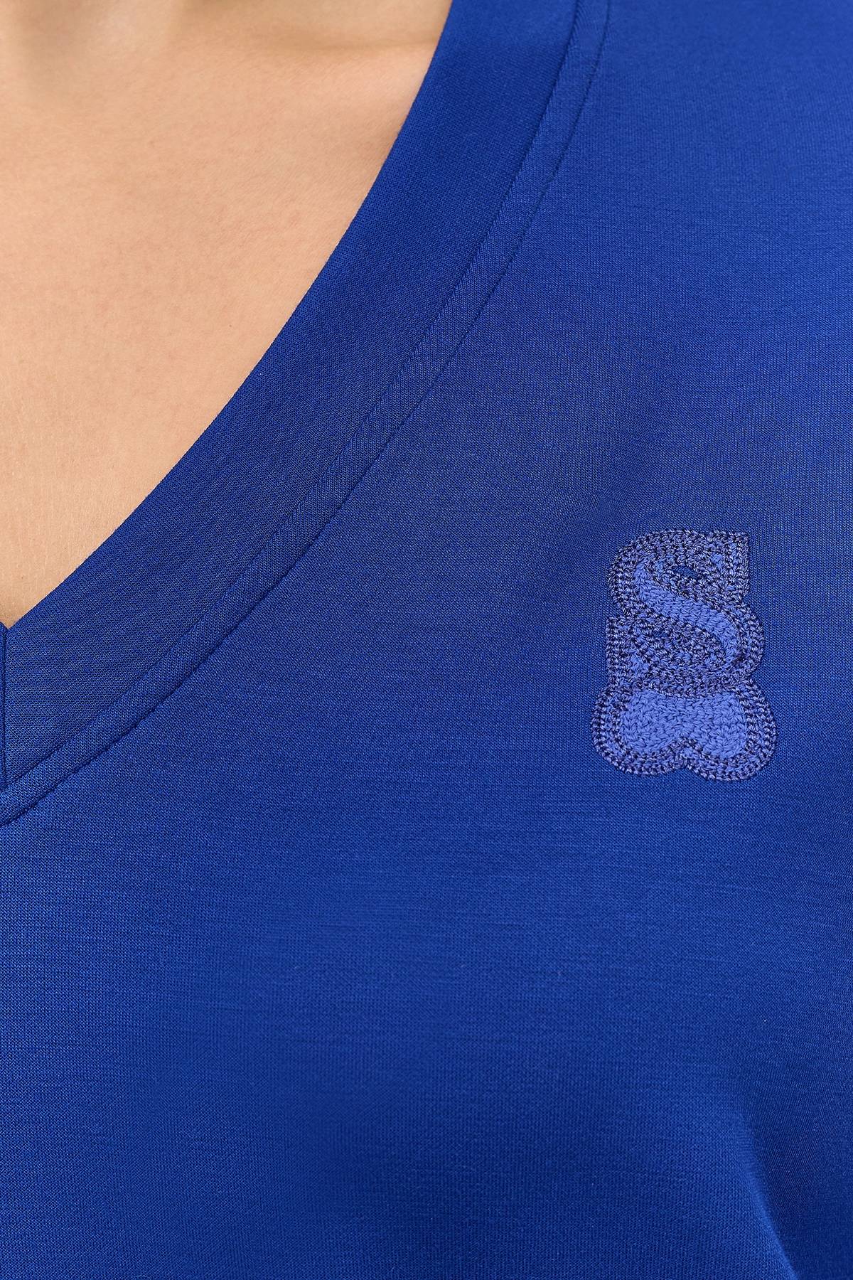 Синий свободный свитер с шерстью, 44