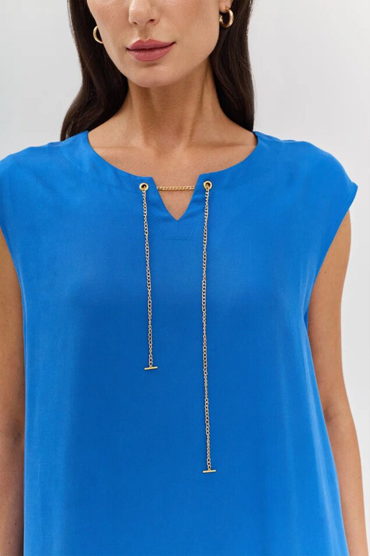 Платье синего цвета без рукавов, 48р