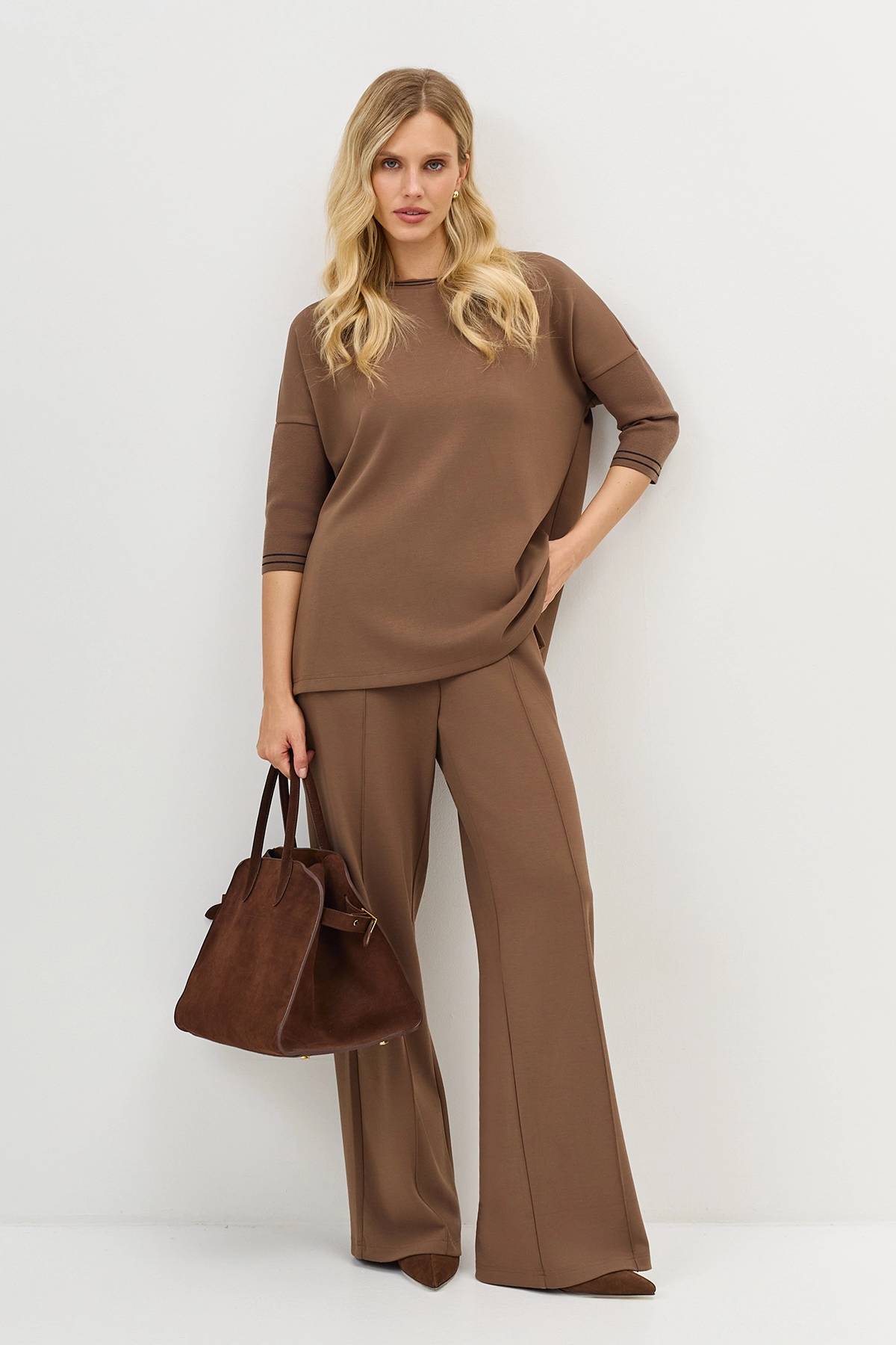 Лимитированная серия свободный джемпер в цвете Мокко с ремнем, 34