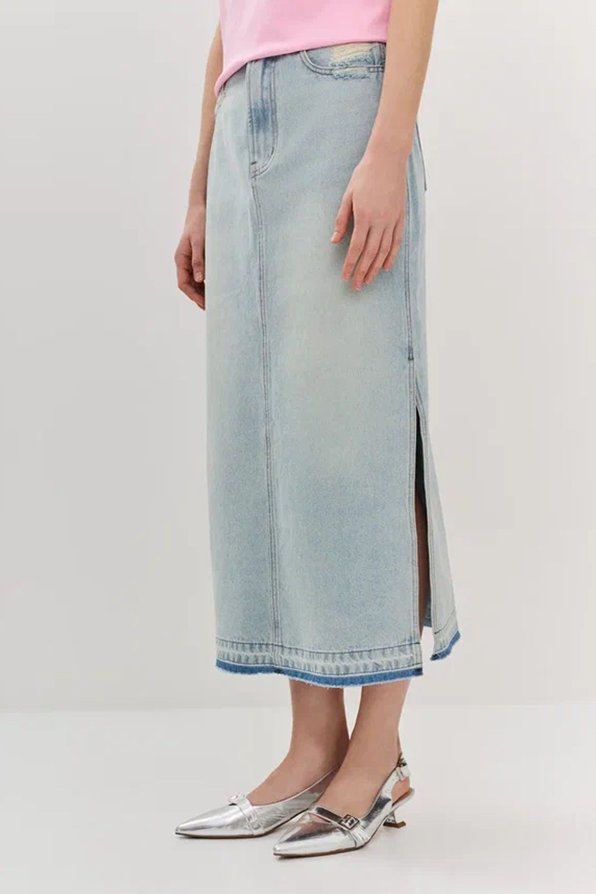 Джинсовая юбка миди, 52р