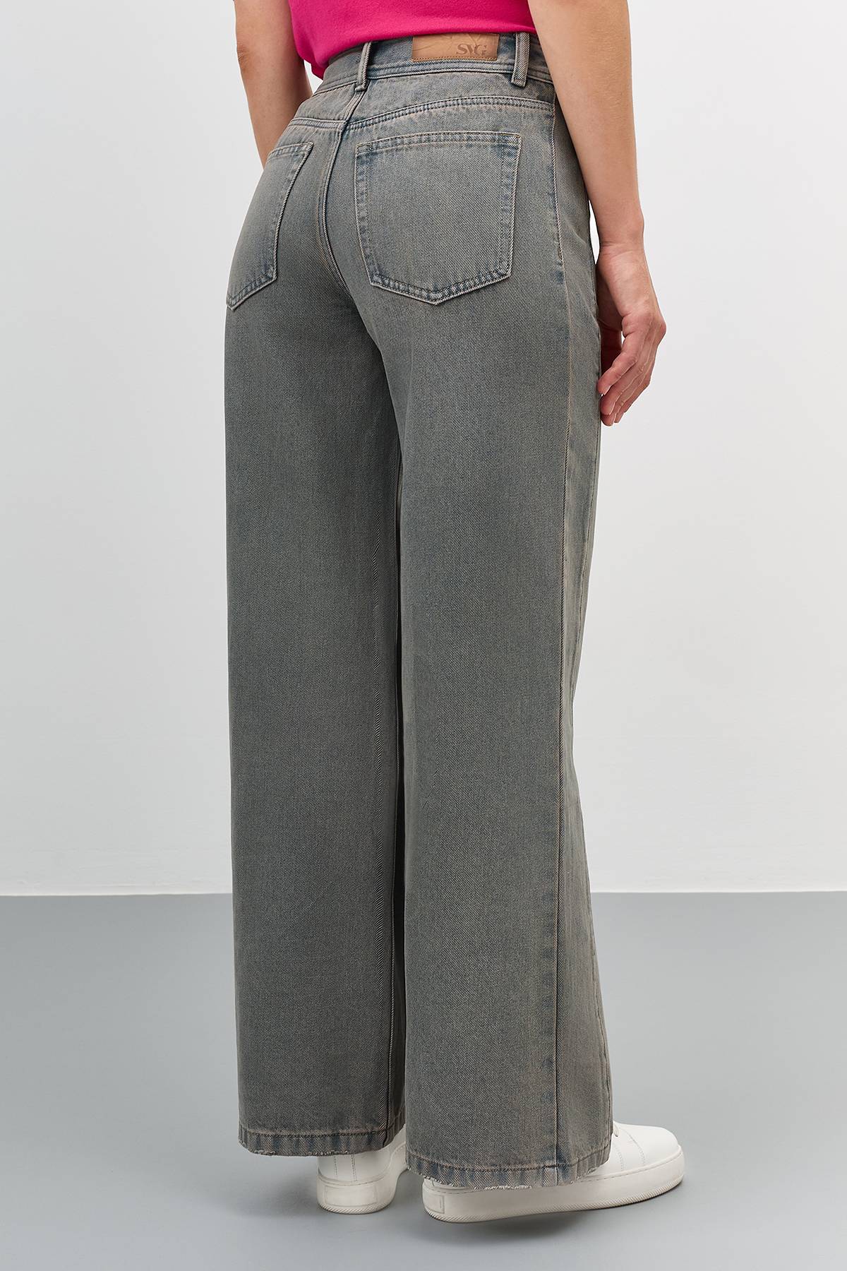 Широкие джинсы с винтажной варкой, 40