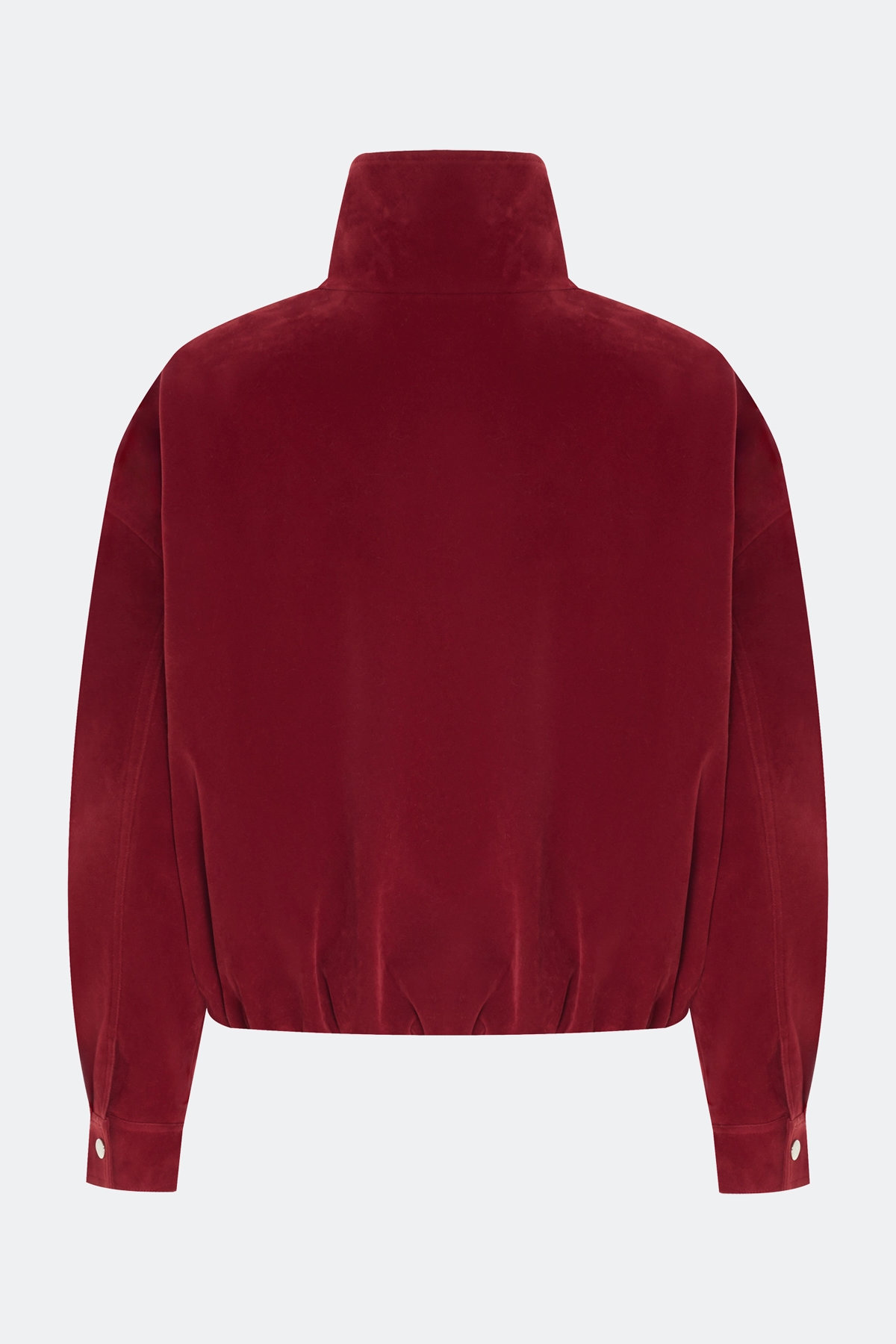 Oversize бомбер из искусственной замши, темно-красный, 50