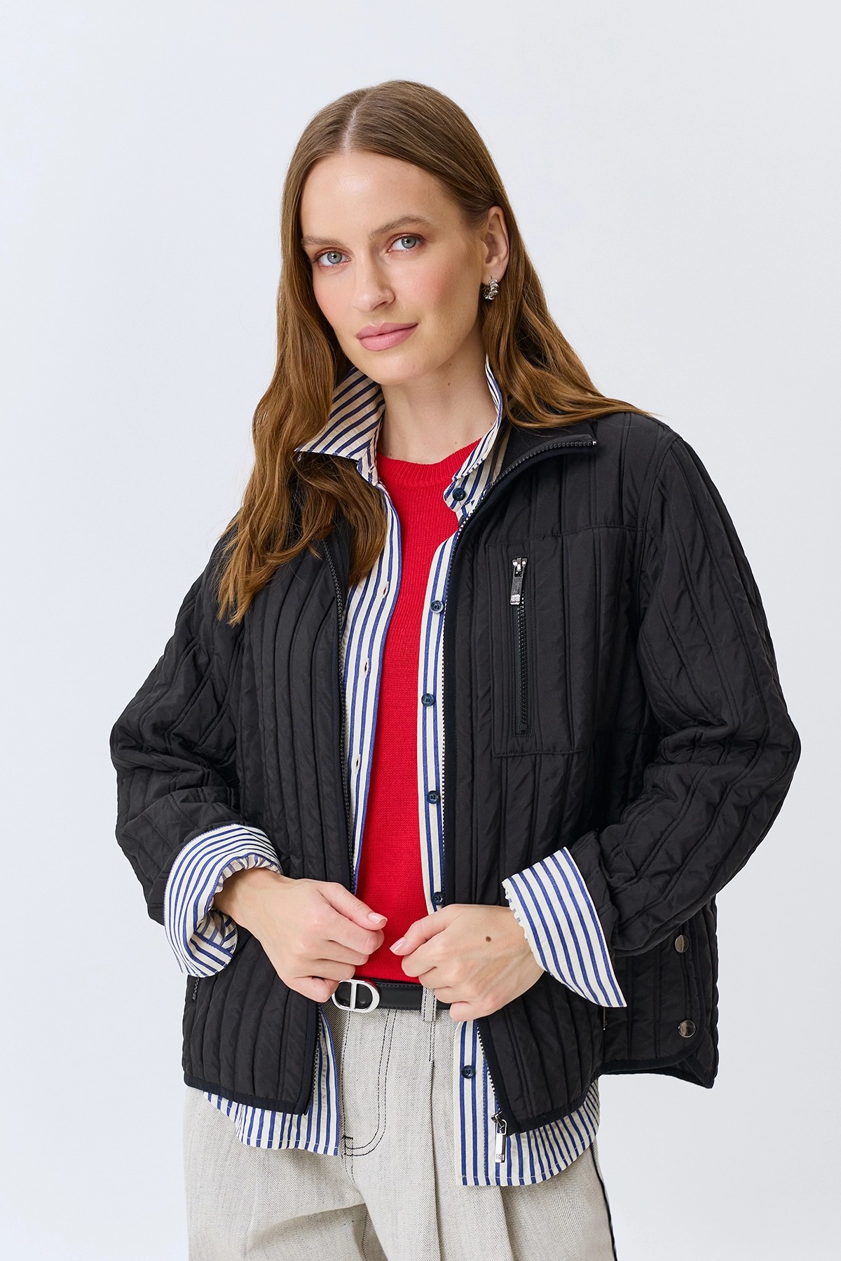 Бомбер с вертикальной стежкой, 44