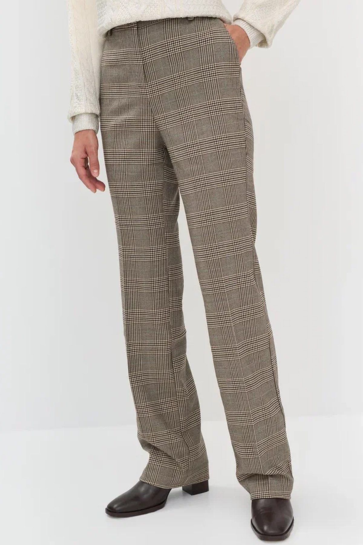 Брюки прямого кроя с клетчатым принтом, 48р