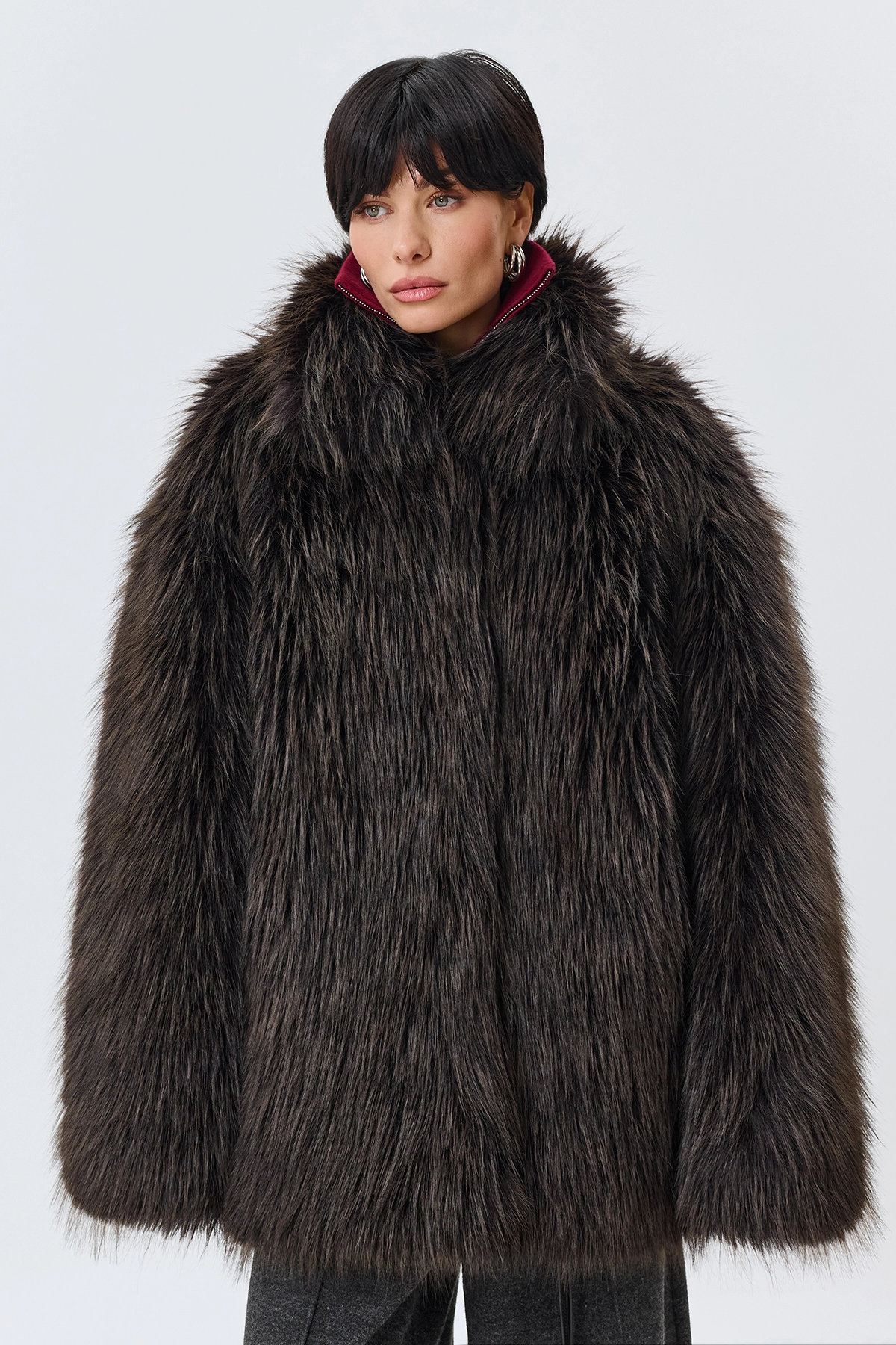 Полушубок oversize из эко-меха, 42