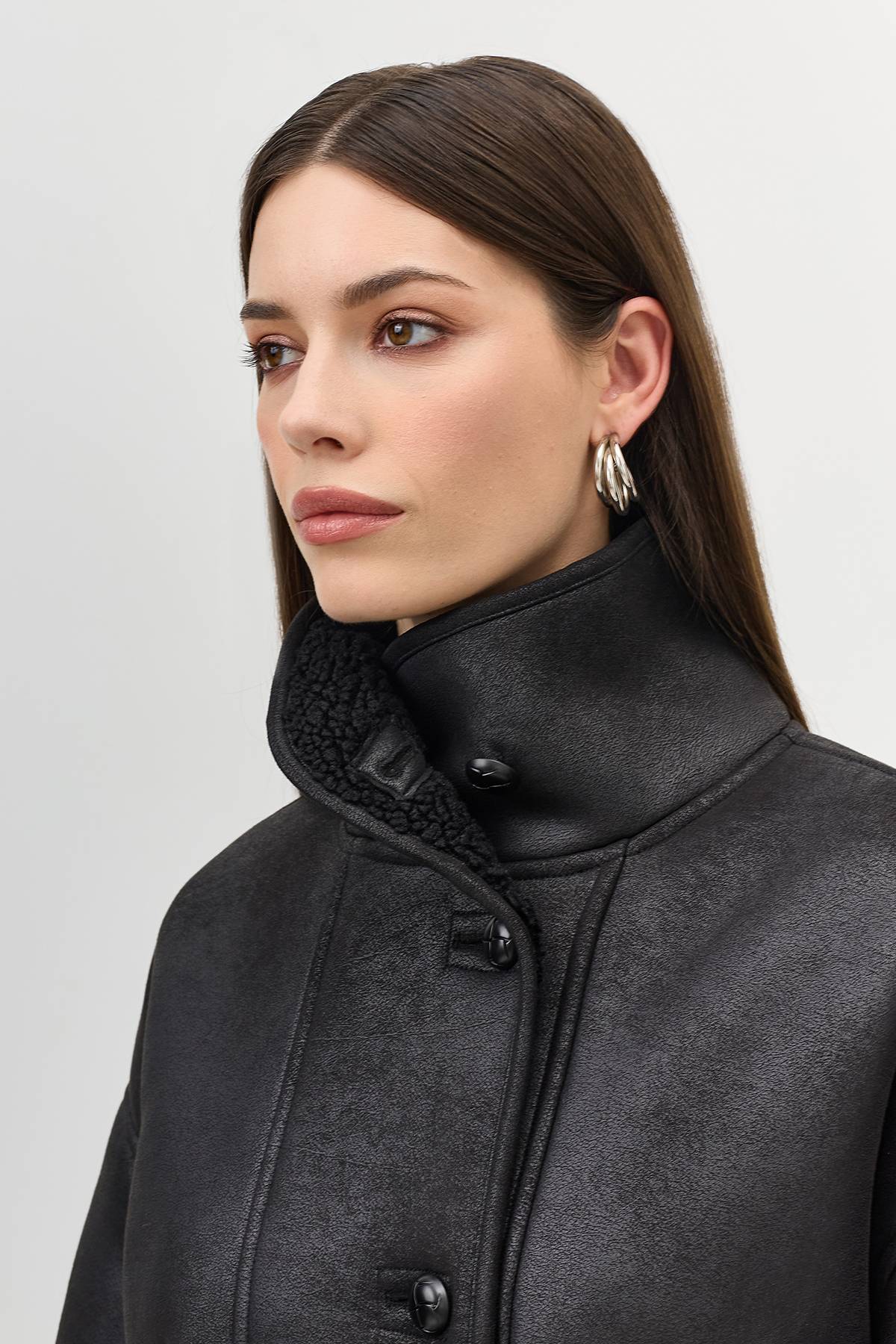 Лимитированная серия дубленка из искусственной овчины и палантин, 40